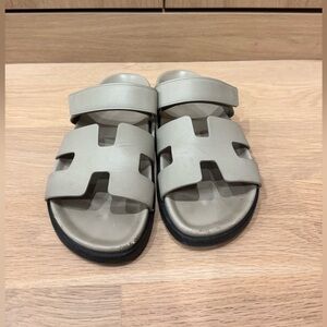 Hermes Chypre Green Beige Sandals